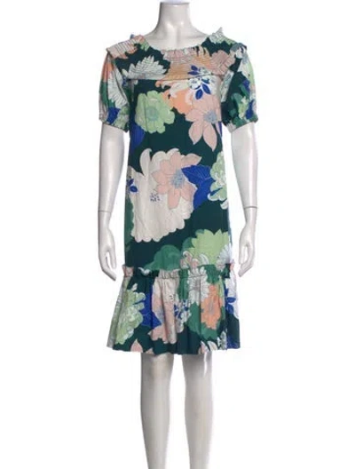 Pre-owned Cara Cara Floral Print Mini Dress In Blue/green