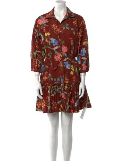 Pre-owned Cara Cara Floral Print Mini Dress In Brown