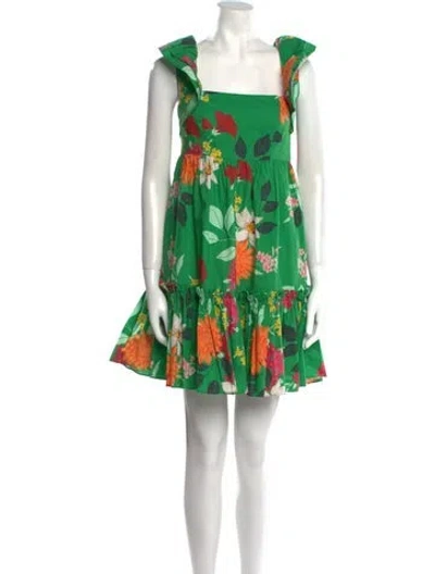 Pre-owned Cara Cara Floral Print Mini Dress In Green