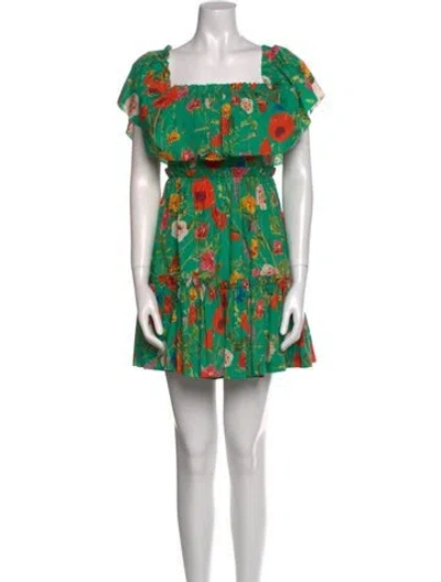 Pre-owned Cara Cara Floral Print Mini Dress In Green