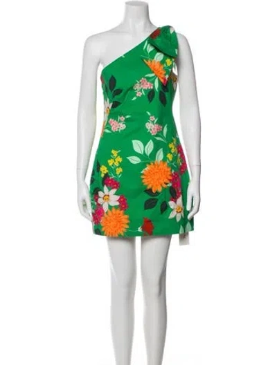 Pre-owned Cara Cara Floral Print Mini Dress In Green