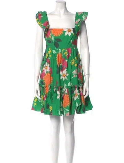 Pre-owned Cara Cara Floral Print Mini Dress In Green