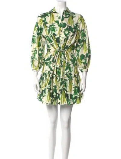 Pre-owned Cara Cara Floral Print Mini Dress In Green