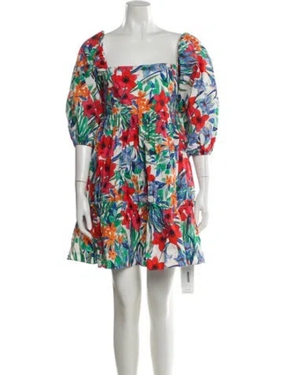 Pre-owned Cara Cara Floral Print Mini Dress In Green