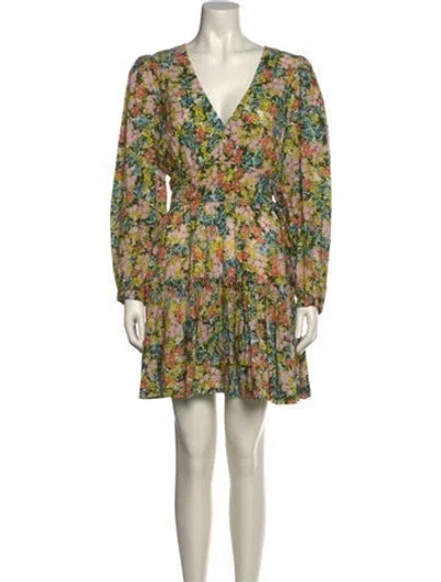 Pre-owned Cara Cara Floral Print Mini Dress In Green