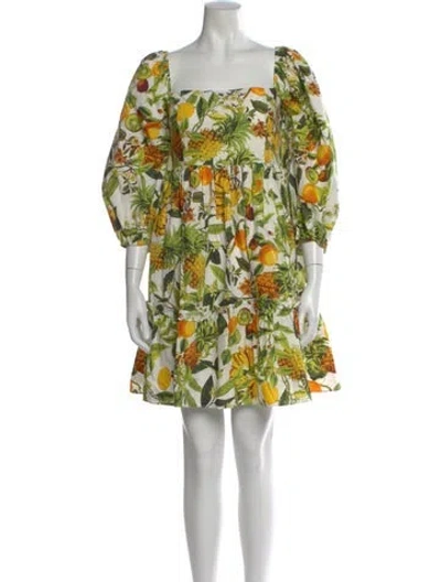 Pre-owned Cara Cara Floral Print Mini Dress In Green