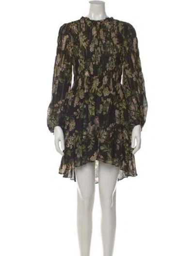 Pre-owned Cara Cara Floral Print Mini Dress In Green