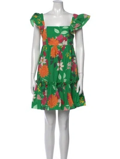 Pre-owned Cara Cara Floral Print Mini Dress In Green