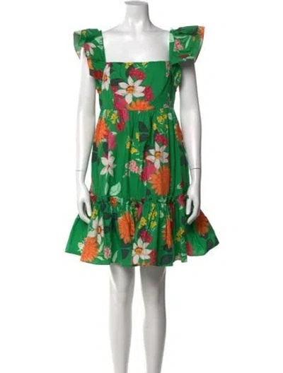 Pre-owned Cara Cara Floral Print Mini Dress In Green