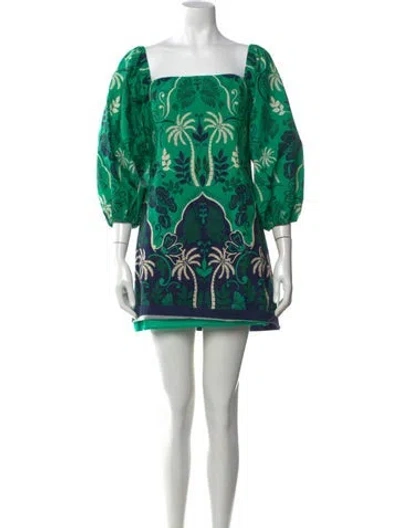 Pre-owned Cara Cara Floral Print Mini Dress In Green