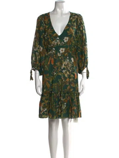 Pre-owned Cara Cara Floral Print Mini Dress In Green