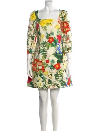 Pre-owned Cara Cara Floral Print Mini Dress In Green