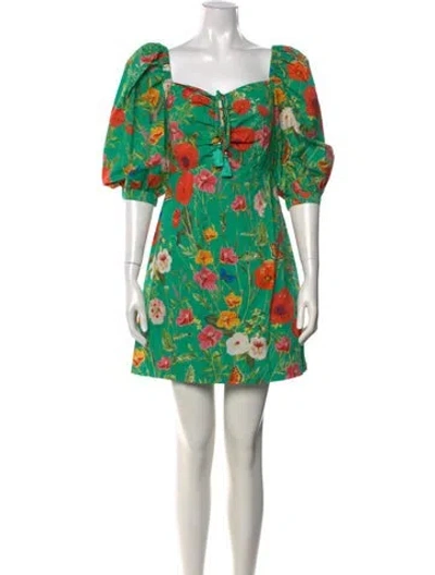 Pre-owned Cara Cara Floral Print Mini Dress In Green