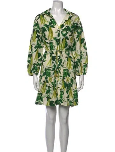 Pre-owned Cara Cara Floral Print Mini Dress In Green