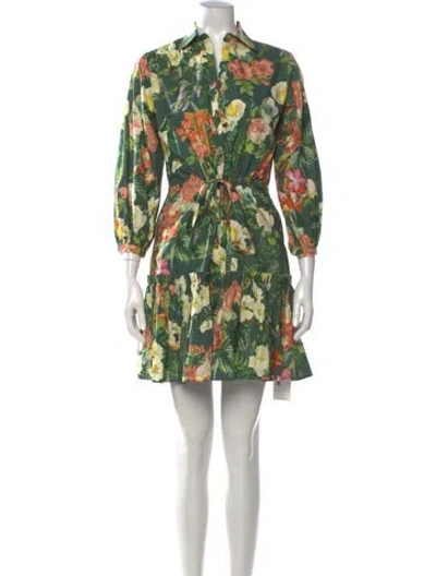 Pre-owned Cara Cara Floral Print Mini Dress In Green