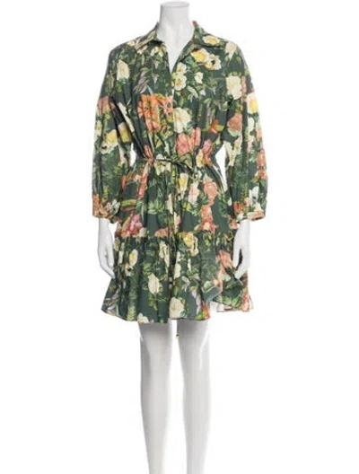 Pre-owned Cara Cara Floral Print Mini Dress In Green