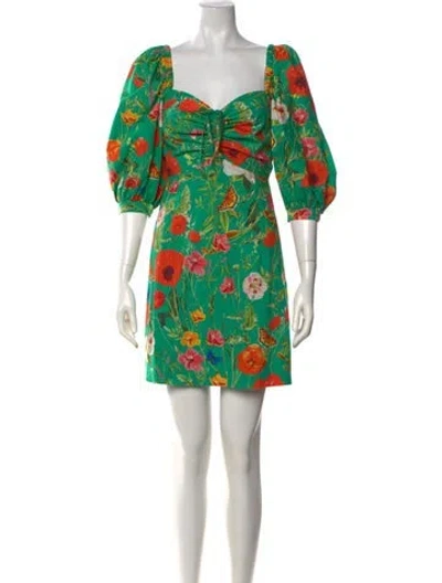 Pre-owned Cara Cara Floral Print Mini Dress In Green