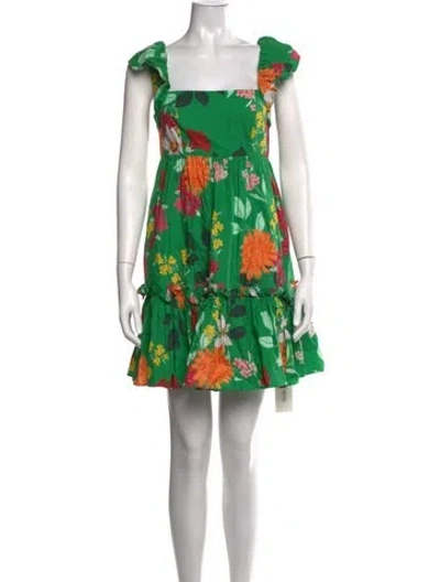 Pre-owned Cara Cara Floral Print Mini Dress In Green