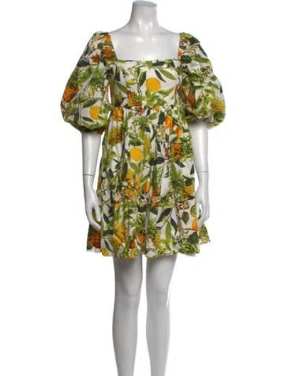 Pre-owned Cara Cara Floral Print Mini Dress In Green