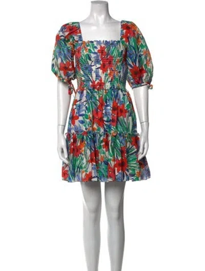 Pre-owned Cara Cara Floral Print Mini Dress In Green