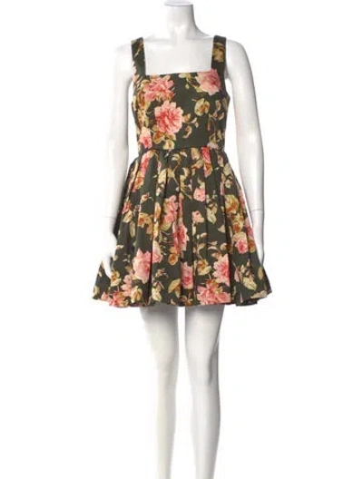 Pre-owned Cara Cara Floral Print Mini Dress In Neutral