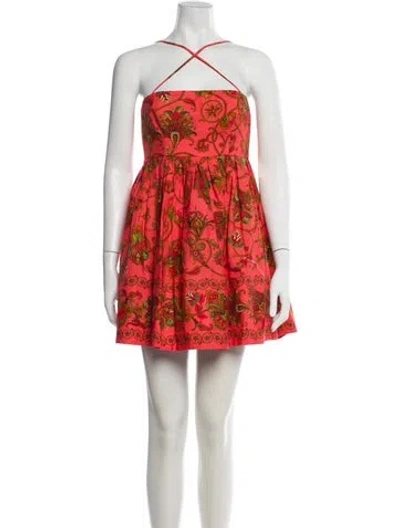 Pre-owned Cara Cara Floral Print Mini Dress In Neutral