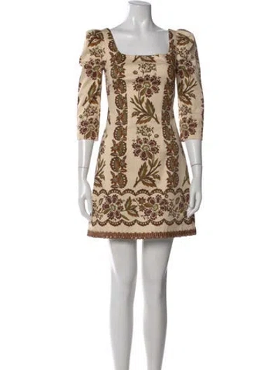 Pre-owned Cara Cara Floral Print Mini Dress In Neutral