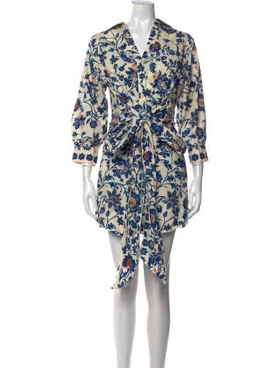 Pre-owned Cara Cara Floral Print Mini Dress In Neutral