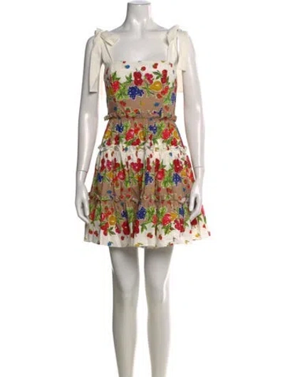 Pre-owned Cara Cara Floral Print Mini Dress In Neutral