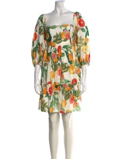 Pre-owned Cara Cara Floral Print Mini Dress In Neutral