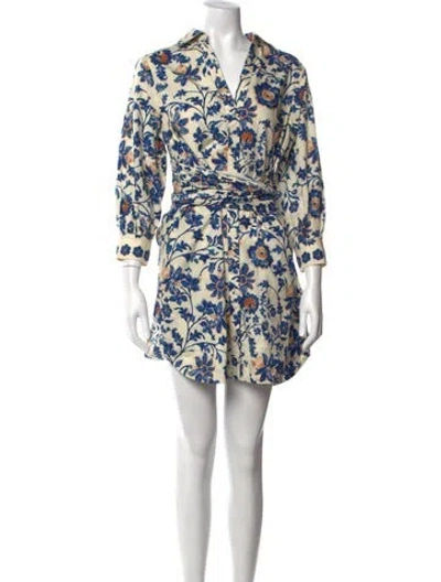 Pre-owned Cara Cara Floral Print Mini Dress In Neutrals