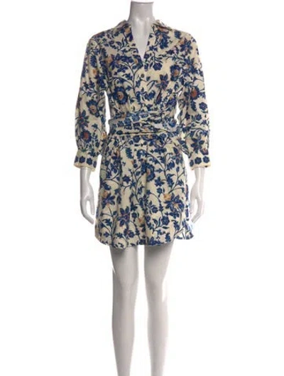 Pre-owned Cara Cara Floral Print Mini Dress In Neutrals