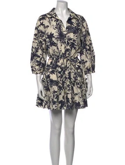 Pre-owned Cara Cara Floral Print Mini Dress In Neutrals