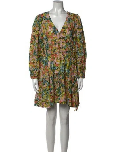 Pre-owned Cara Cara Floral Print Mini Dress In Neutrals