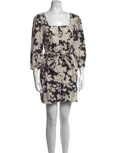 Pre-owned Cara Cara Floral Print Mini Dress In Neutrals