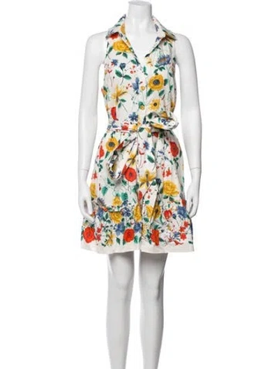 Pre-owned Cara Cara Floral Print Mini Dress In Neutrals