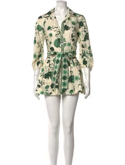 Pre-owned Cara Cara Floral Print Mini Dress In Neutrals