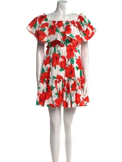 Pre-owned Cara Cara Floral Print Mini Dress In Orange