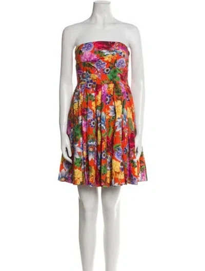 Pre-owned Cara Cara Floral Print Mini Dress In Orange