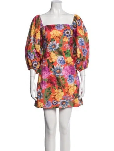Pre-owned Cara Cara Floral Print Mini Dress In Orange
