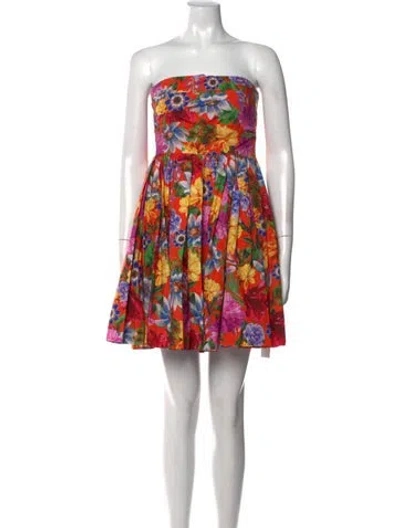 Pre-owned Cara Cara Floral Print Mini Dress In Orange