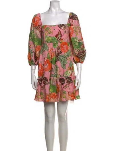 Pre-owned Cara Cara Floral Print Mini Dress In Orange