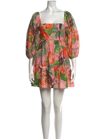 Pre-owned Cara Cara Floral Print Mini Dress In Orange