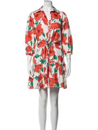Pre-owned Cara Cara Floral Print Mini Dress In Orange