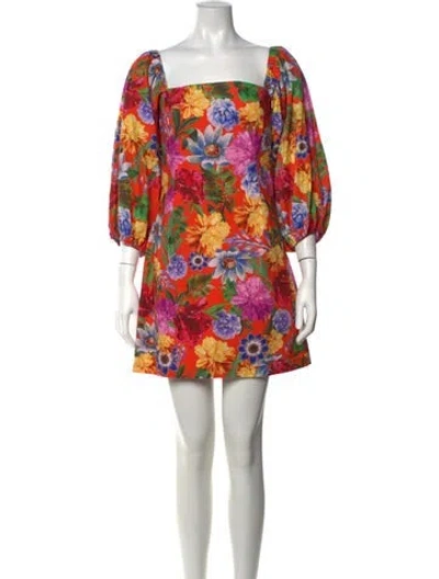 Pre-owned Cara Cara Floral Print Mini Dress In Orange