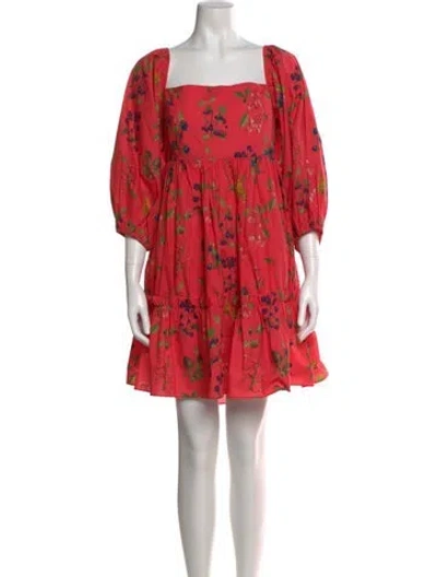 Pre-owned Cara Cara Floral Print Mini Dress In Pink