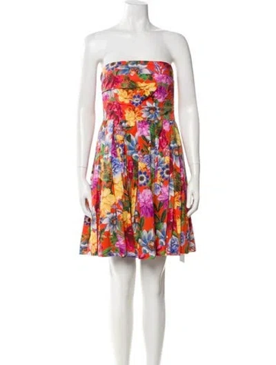 Pre-owned Cara Cara Floral Print Mini Dress In Red