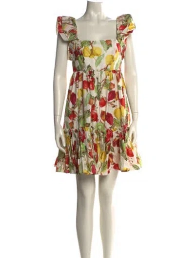 Pre-owned Cara Cara Floral Print Mini Dress In Red