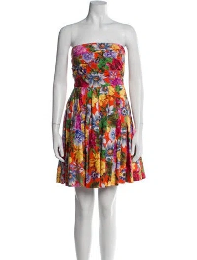 Pre-owned Cara Cara Floral Print Mini Dress In Red