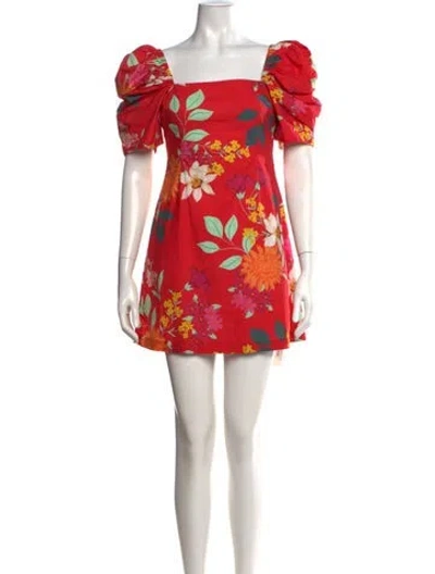 Pre-owned Cara Cara Floral Print Mini Dress In Red